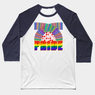 Pride - Double Rainbow and Hearts Baseball T-Shirt